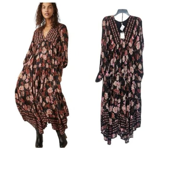 Free People Rows of Roses Maxi Dress Size Large - Picture 2 of 5